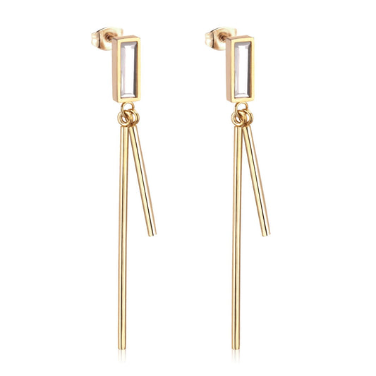 Long Drop Earring For Women Square Gold Color Stainless Steel Christmas Dnagle Earrings Fashion Jewelry pendientes