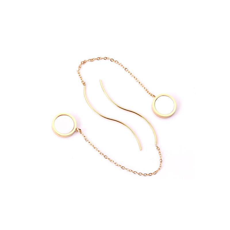 Stainless Steel Korean Dangle Earring with Round Shell Dangle Earrings for Girl Women Fashion Jewelry Brinco