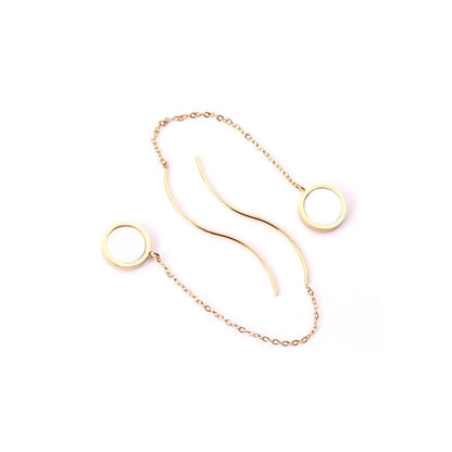 Stainless Steel Korean Dangle Earring with Round Shell Dangle Earrings for Girl Women Fashion Jewelry Brinco