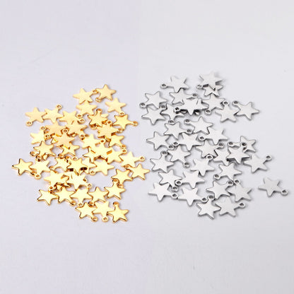 ASON 100 Pcs/Lot Star Charms 316L Stainless Steel Stars Pendant Gold Silver Color With Holes For DIY Jewelry Making Supplies
