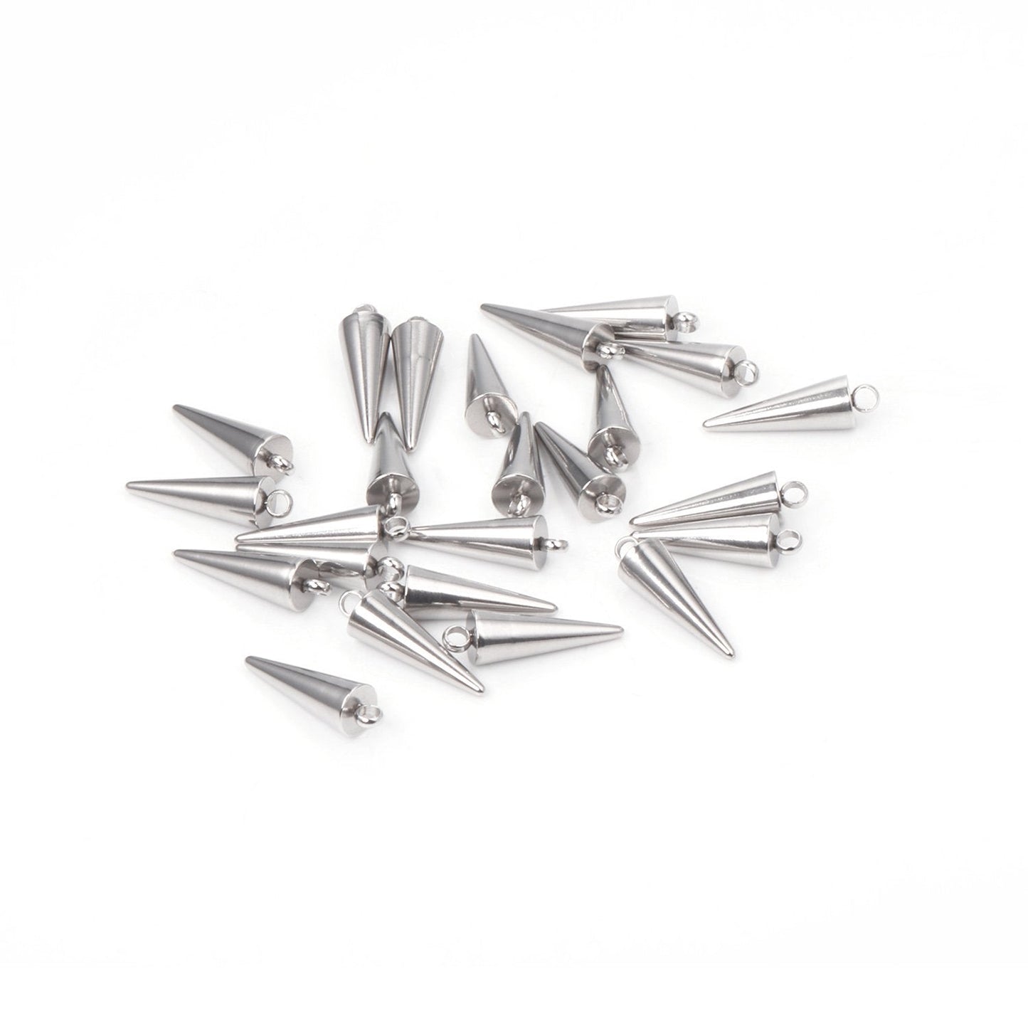 ASON 50pcs/lot Circular Cone Charms Small Cone Pendant Stainless Steel Geometric Accessories For DIY Jewelry Making Handmade