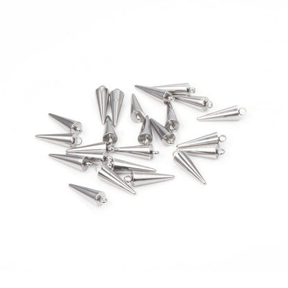 ASON 50pcs/lot Circular Cone Charms Small Cone Pendant Stainless Steel Geometric Accessories For DIY Jewelry Making Handmade