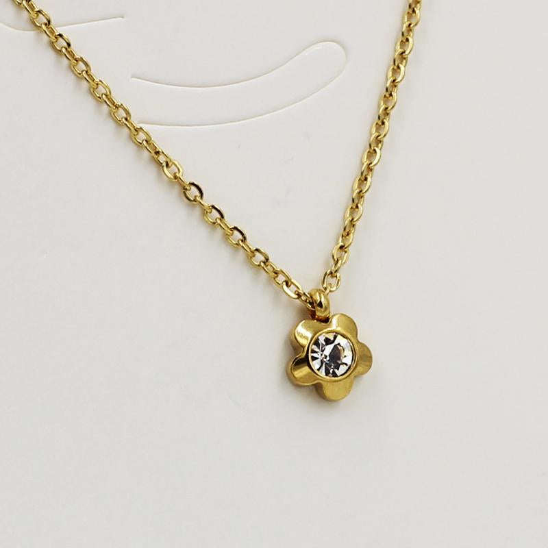 Vintage Flower Star Stainless Steel Gold Necklace Female's Sweater Retro Pendant Necklace Accessory Gifts