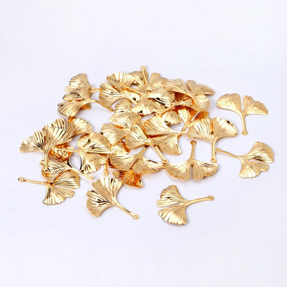 ASON 100 Pcs/Lots Ginkgo Biloba Charms Leaf Pendant Gold 316L Stainless Steel For Necklace DRY Handmade Jewelry Making Supplies