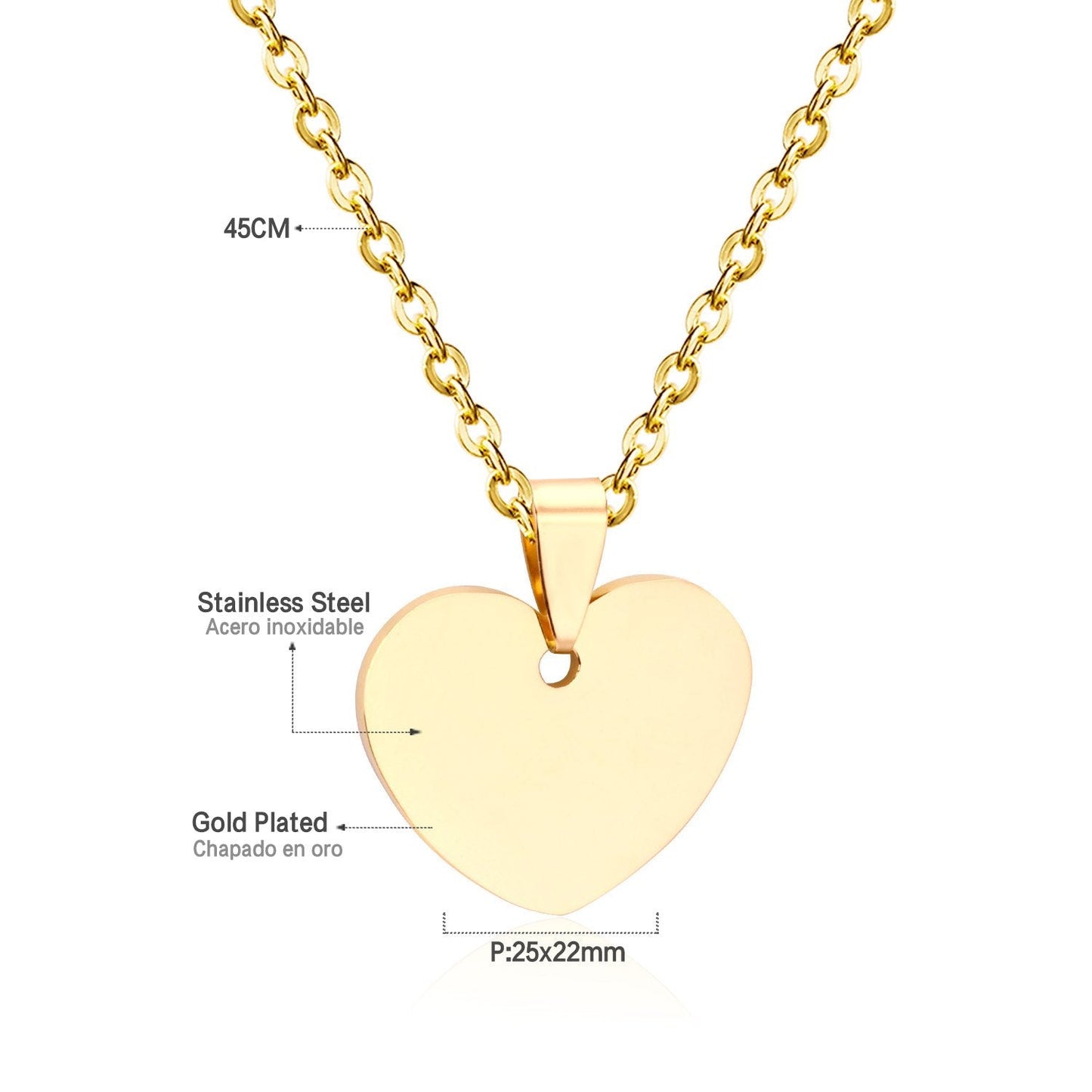 Gothic Fashion Gold Heart Pendant Necklace For Men Women Jewelry Stainless Steel Chain Necklaces Collares Collier