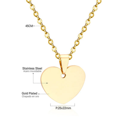 Gothic Fashion Gold Heart Pendant Necklace For Men Women Jewelry Stainless Steel Chain Necklaces Collares Collier
