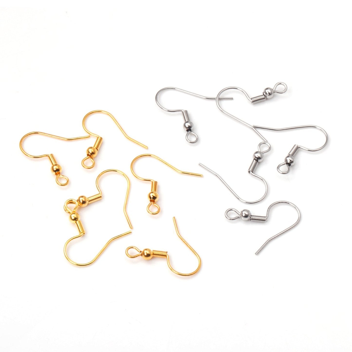 ASON 100 Gold/Silver Color Stainless Steel Earring Hooks,With Steel Ball Jewelry, Can Be Used For DIY Jewelry Making Accessories