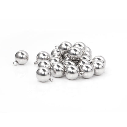 ASON 100pcs 8mm 10mm Stainless Steel Ball with Ring Jewelry Finding Pendant Charm Steel Beads for DIY Jewelry Making