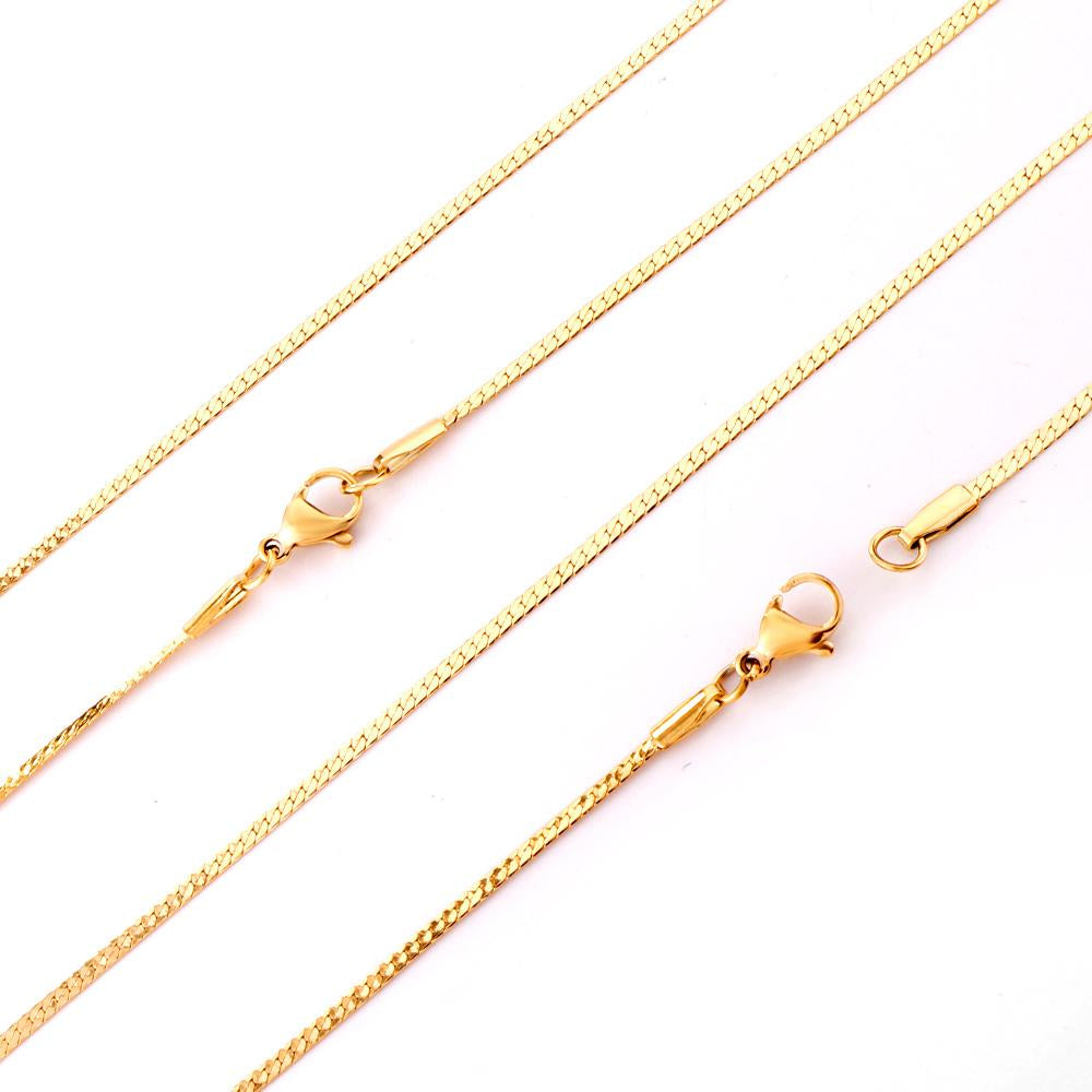 Lot Steel Gold Color Stainless Steel Inoxidable 1.7mm Cuba Link Flat Chains Necklaces For Jewelry Making Support