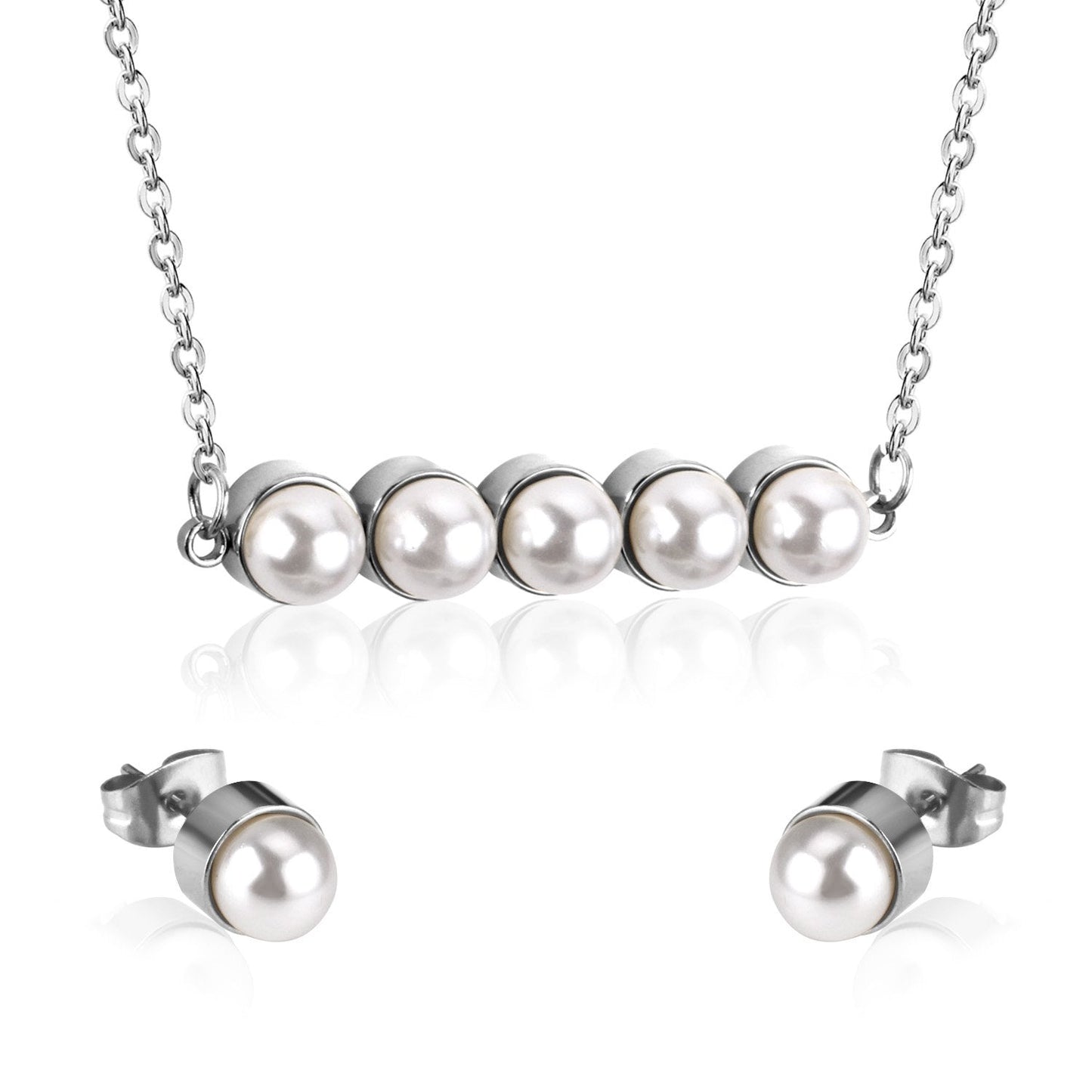 New Fake Pearl Wedding Jewelry Set Crystal Necklace Jewelry Sets Party Women Necklace Bridal Earrings