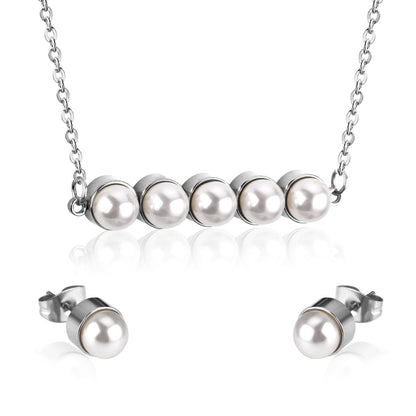 New Fake Pearl Wedding Jewelry Set Crystal Necklace Jewelry Sets Party Women Necklace Bridal Earrings