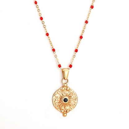 Wholesale Stainless Steel Chains Necklace for Women Girls Gold Color Round Lucky Star Pendant Collars Female Accessorie 2025 New