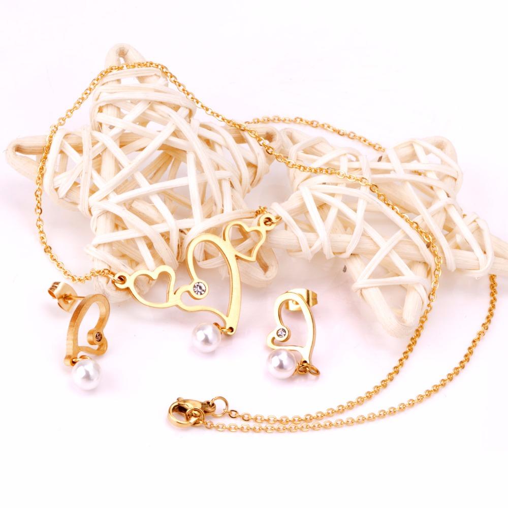 Hot Imitation Pearl Wedding necklace earring set Bridal jewelry set for women Elegant Party Gift Fashion Costume