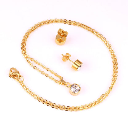 New Cubic Zirconia Necklace Earrings For Woman Wedding Jewelry Set Gold/Silver Color Jewellry Parures Bijoux