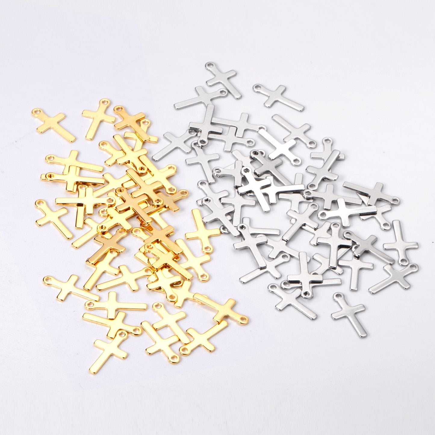 ASON 100Pcs/Lots Cross Charms 316L Stainless Steel Religious Pendant Gold Silver Color For Necklace DIY Jewelry Making Supplies