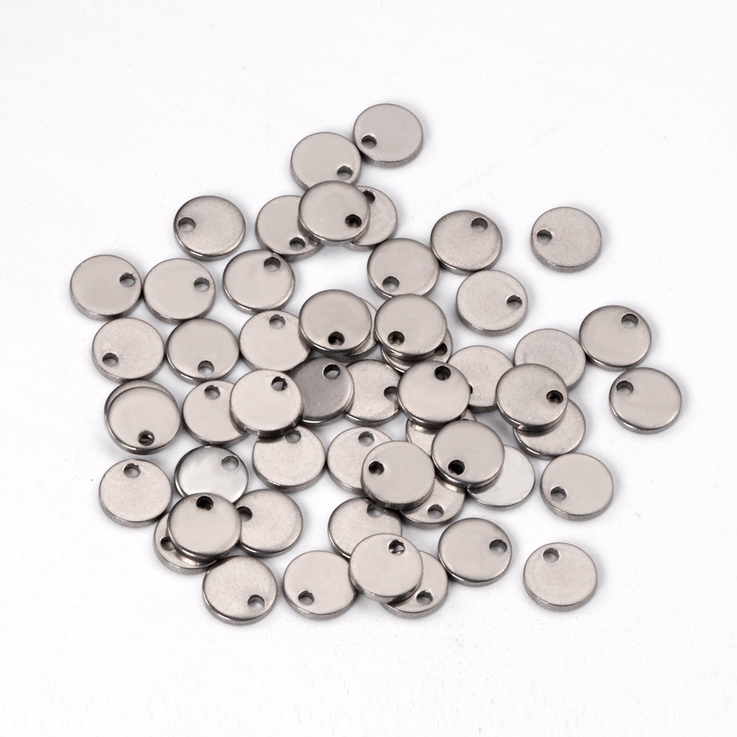 ASON 100pcs Single Hole Disc Pendant Round Stainless Steel  Charm For Necklace Bracelet DRY Handmade Jewelry Making Supplies
