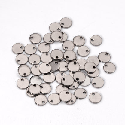 ASON 100pcs Single Hole Disc Pendant Round Stainless Steel  Charm For Necklace Bracelet DRY Handmade Jewelry Making Supplies