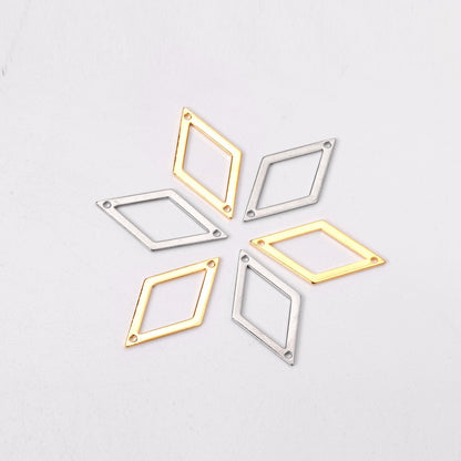 ASON 100 Pcs/Lot Rhombus Hollow Out Charms Extend Connector Charm With Holes Pendant Stainless Steel For Jewelry Making Supplies