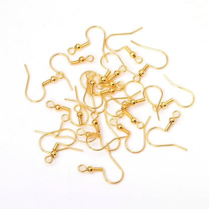 ASON 100 Gold/Silver Color Stainless Steel Earring Hooks,With Steel Ball Jewelry, Can Be Used For DIY Jewelry Making Accessories
