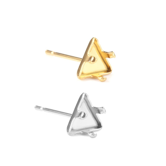 ASON 100pcs/lot Earring Base Triangle Earring Making 316L Stainless Steel Setting Crystal DIY Jewelry Making Accessories Gift
