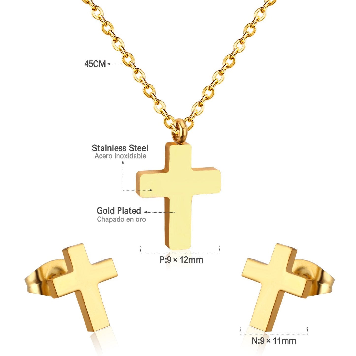 New Trendy Cross Shape Jewellery Sets Stainless Steel Silver Color For Woman Dubai Wedding Bridal Jewelry Sets