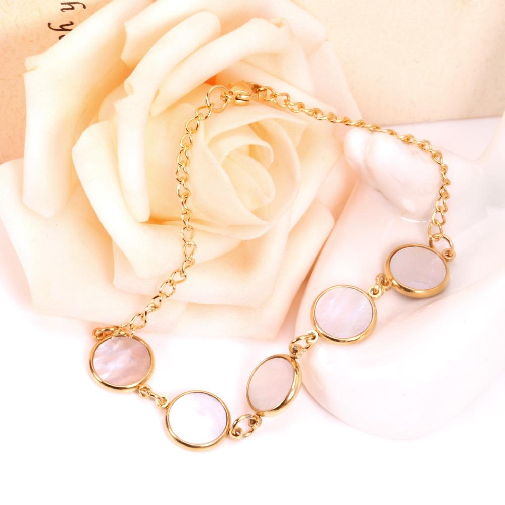 ASON  Fashion Bracelet Hot Round Shell Stainless Steel Link Chain Luxury Brand Accessories