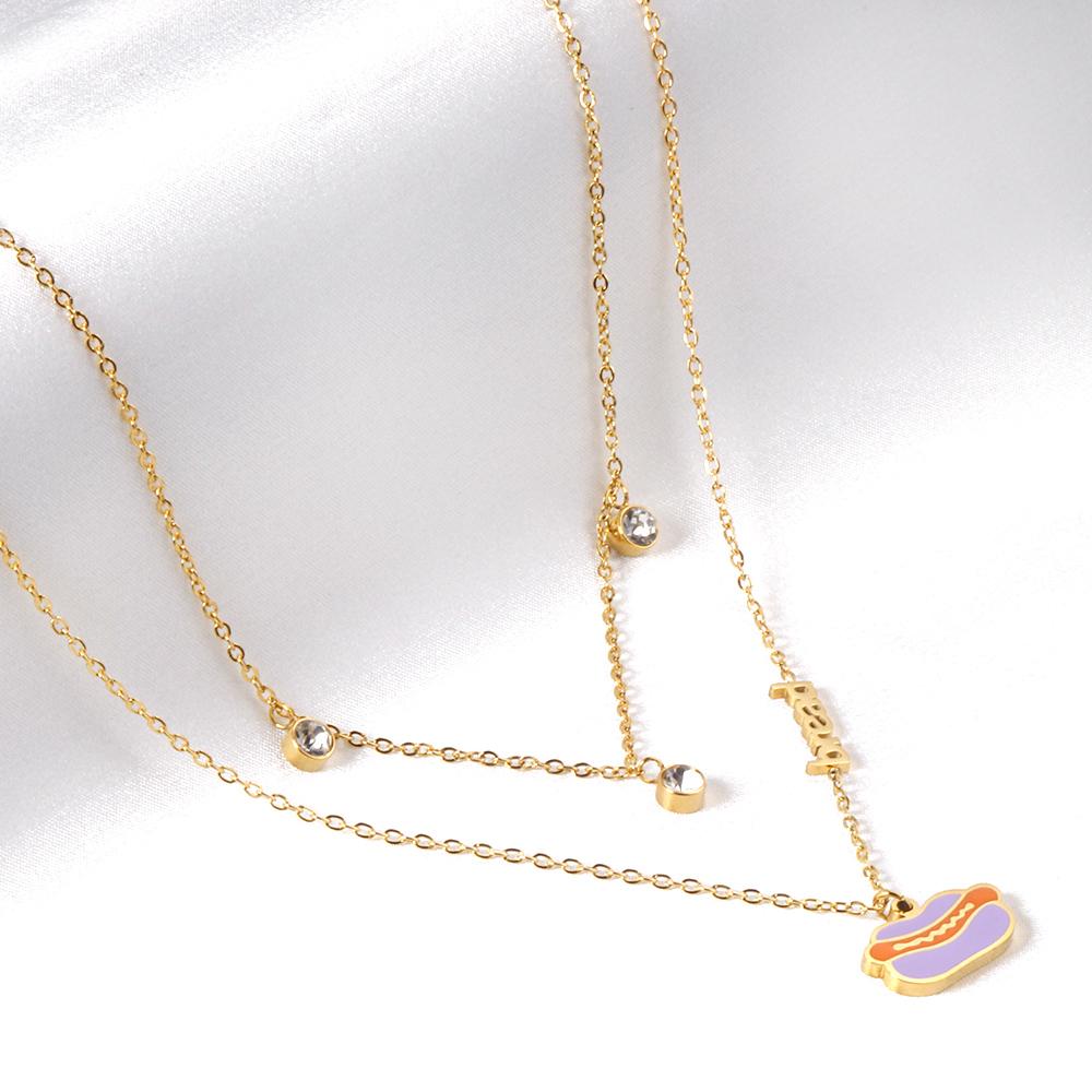 New Arrival Vegetable Food Cartoon Double Chain Pendant Necklace For Girls Fashion Chain Jewellry Necklace choker