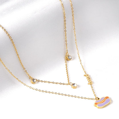 New Arrival Vegetable Food Cartoon Double Chain Pendant Necklace For Girls Fashion Chain Jewellry Necklace choker