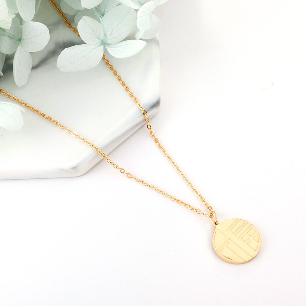 Stainless Steel Trendy Style Round  Pendant Nacklace Collar  For Women  accessories Party Collier Wedding Gold Color