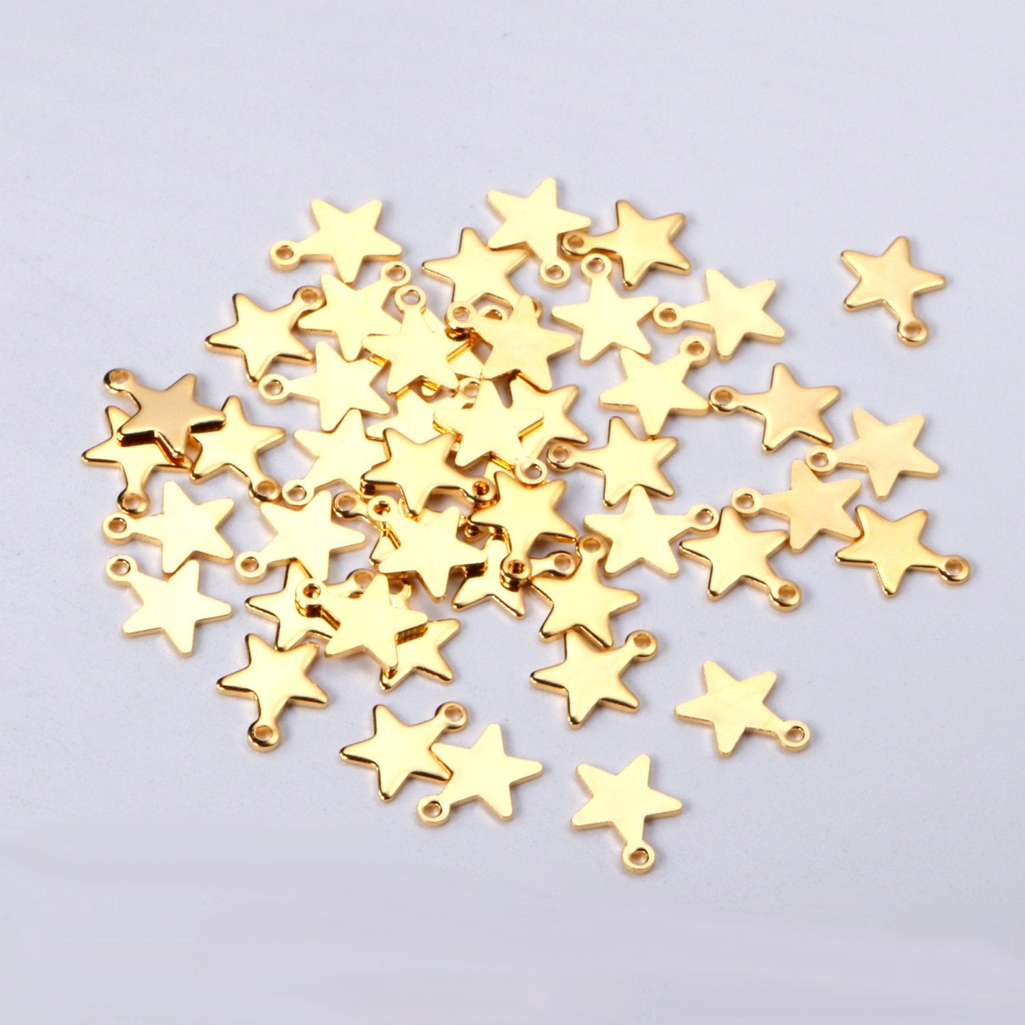 ASON 100 Pcs/Lot Star Charms 316L Stainless Steel Stars Pendant Gold Silver Color With Holes For DIY Jewelry Making Supplies