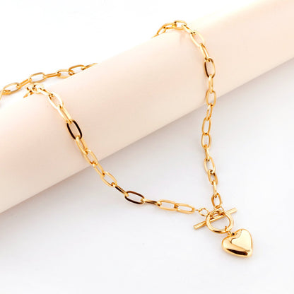 Wholesale Heart Pendant 316L Stainless Steel Link Chain Necklace For Women Choker Collar Accessories Christmas Party Gift