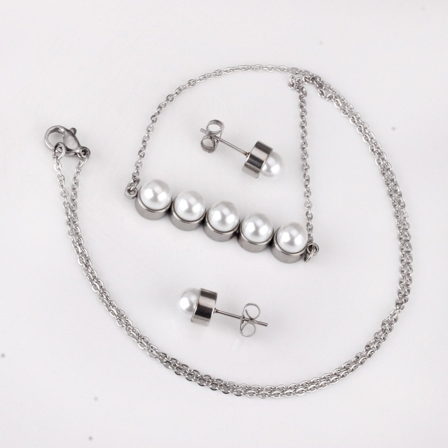 New Fake Pearl Wedding Jewelry Set Crystal Necklace Jewelry Sets Party Women Necklace Bridal Earrings