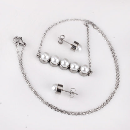 New Fake Pearl Wedding Jewelry Set Crystal Necklace Jewelry Sets Party Women Necklace Bridal Earrings