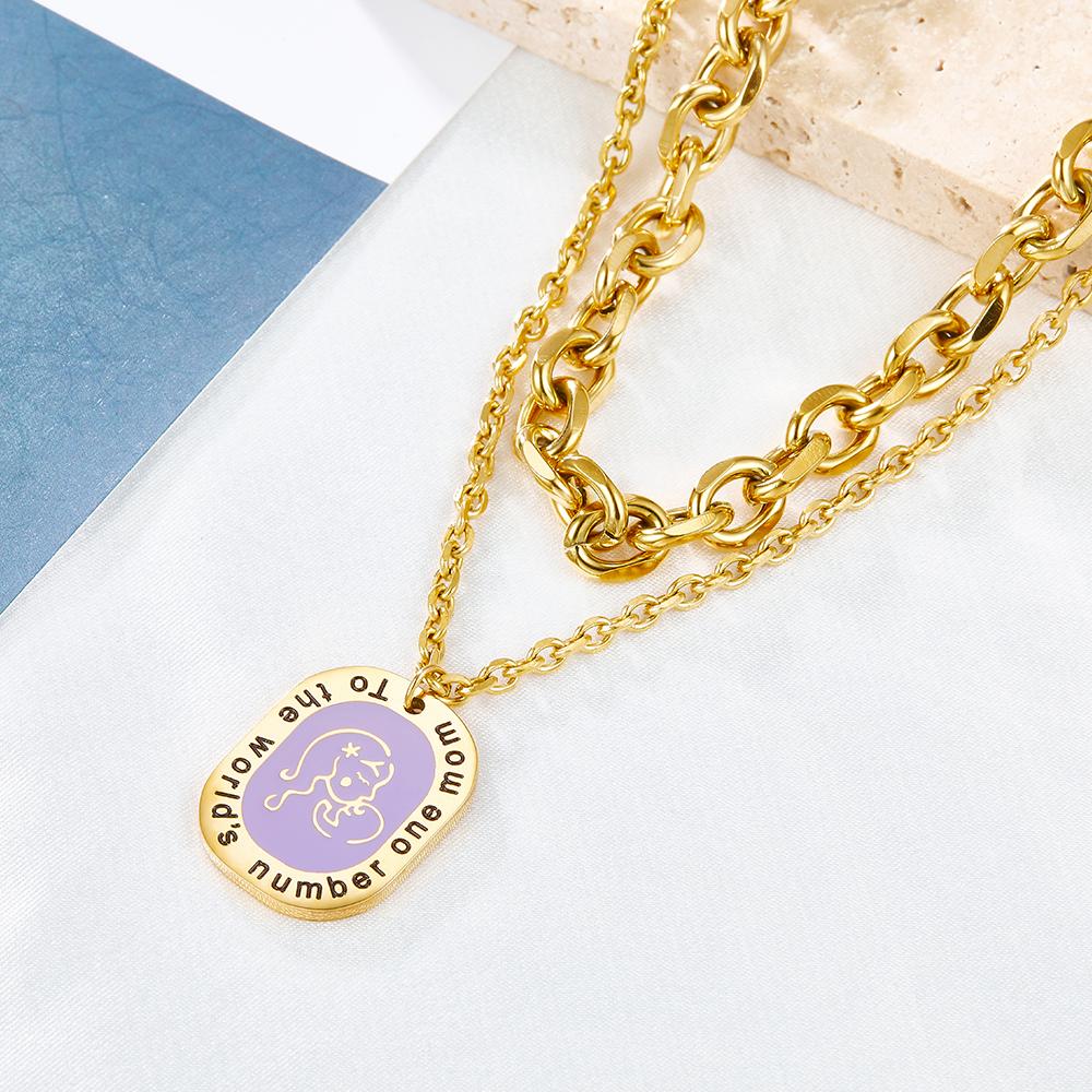 Purple Collier Blue Pattern Jewelry Link Chain Necklace For Woman Designer Charms 2022 New Aesthetic Girls Colliers
