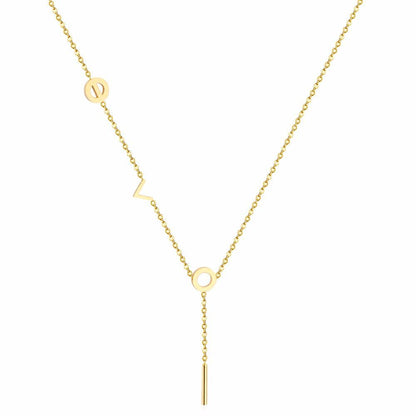 Fashion Jewelry Rose Gold "Love" Pendants Necklaces For Women 316L Stainless Steel Chains choker Necklace Set
