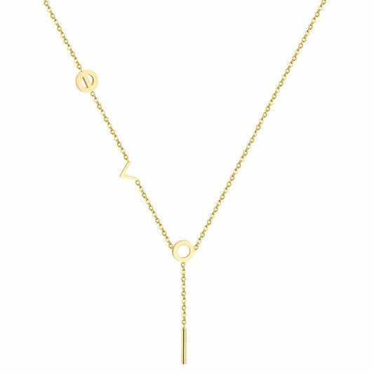 Fashion Jewelry Rose Gold "Love" Pendants Necklaces For Women 316L Stainless Steel Chains choker Necklace Set