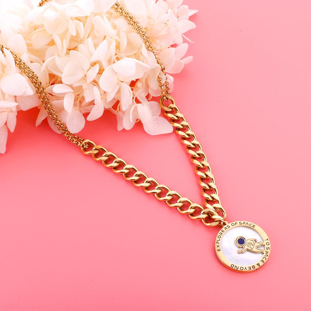Thick Cubic Chain Mix Chains Brand Design Astronaut Pendant Necklace For Woman Boy Jewelry For Uniqu Birthday Gifts