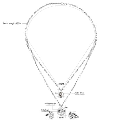 New Arrival Tree Round Crystal Pendant Double Dubai Wedding Necklace Earring Sets For Women Jewelry Wholesale