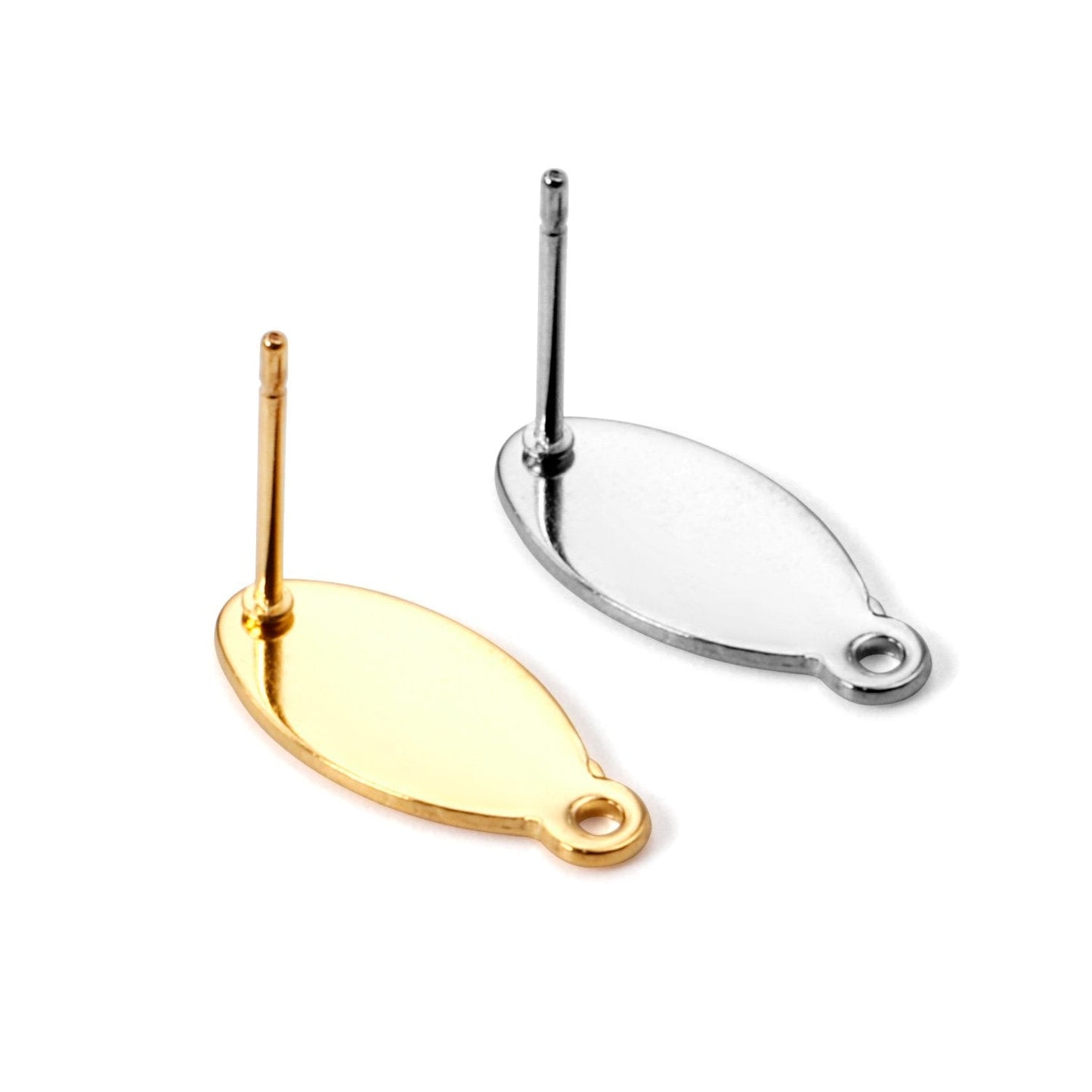 ASON 100 Pcs/Lots Oval Earring Accessories Stainless Steel Anti-allergy Base Setting Connector For DIY Jewelry Making Supplies