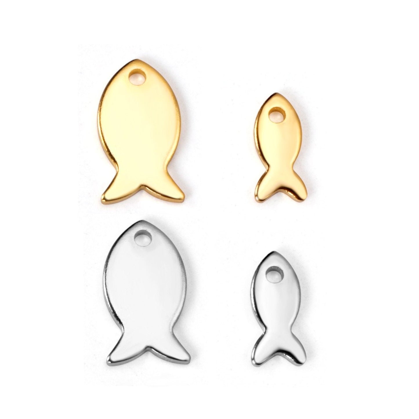 ASON 100pcs/lot Ladies Pendant Fish Shape Pendant Wholesale Stainless Steel For Necklace Bracelet Jewelry Making Supplies