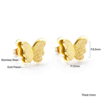 New Butterfly Stainless Steel Push-Back Stud Earrings For Women/Kids Trendy Earrings Jewelry pendientes mujer