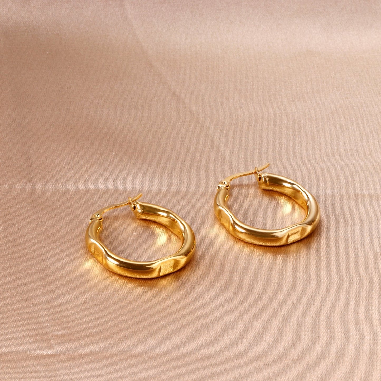 ASON Smooth Round Hoop Earring Geometric 316L Stainless Steel Earrings for Women Fashion Jewelry Wholesale Accessories