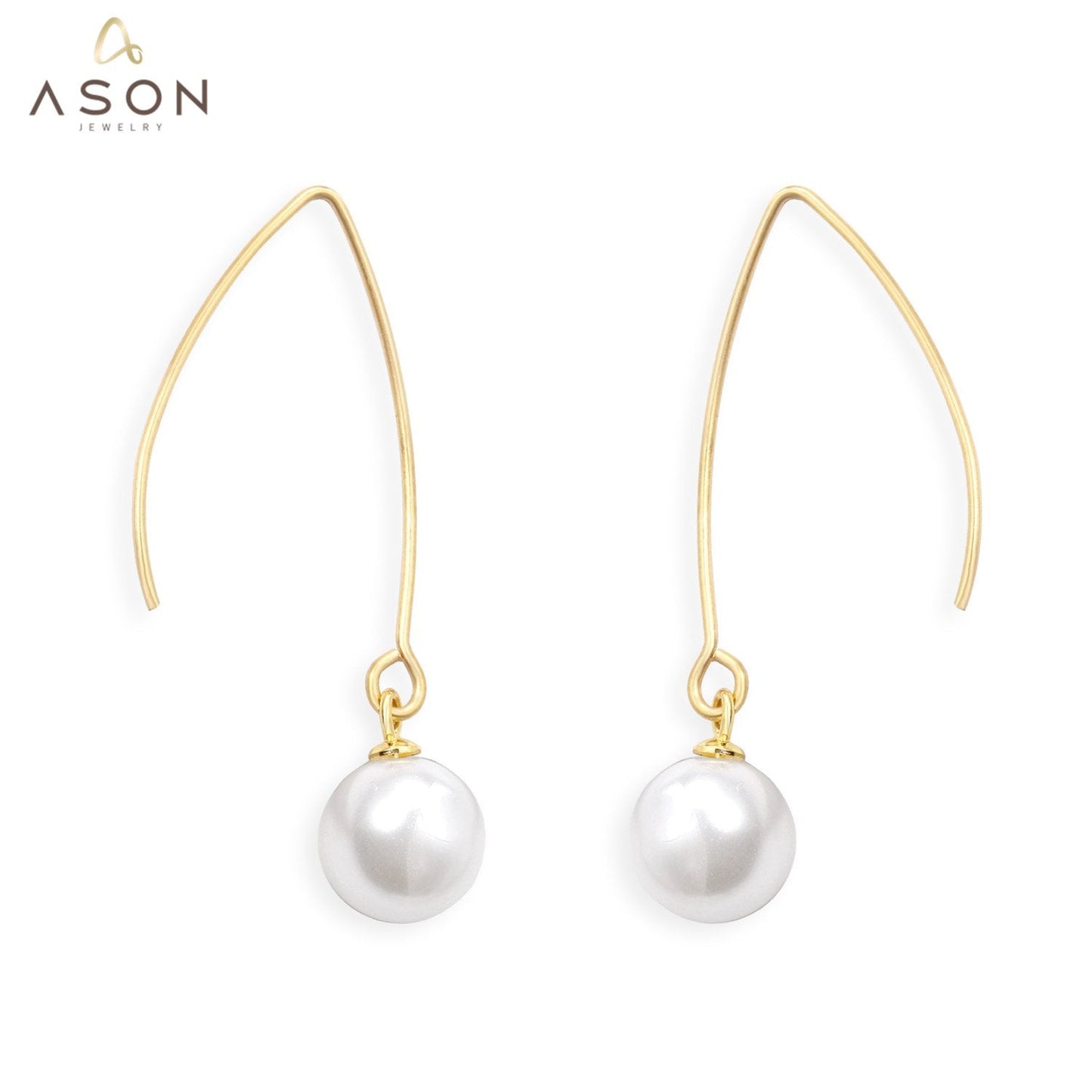 ASON Stylish White Imitation Pearl Drop Earring 316L Stainless Steel Dangle Earring for Women Daily Wear Party Gift Jewelry