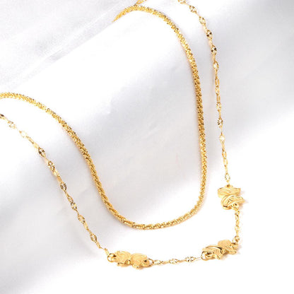 ASON Trendy Multi-layer Butterfly Pendant Necklace 316L Stainless Steel Chains for Women Fashion Jewelry Accessories