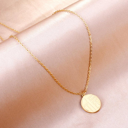 Stainless Steel Trendy Style Round  Pendant Nacklace Collar  For Women  accessories Party Collier Wedding Gold Color