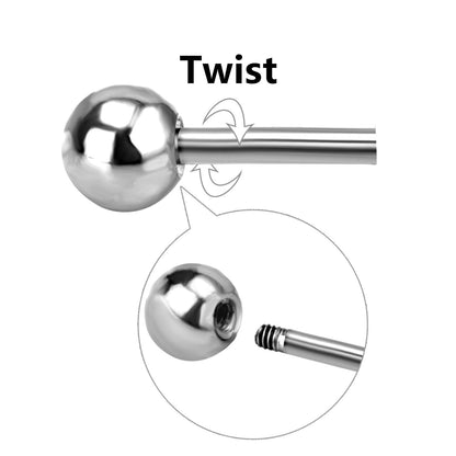 ASON Size 4mm/6mm/8mm Oval Ball Screw Piercing Stud Earrings Silver Color for Women Stainless Steel Wholesale Boho Jewelry