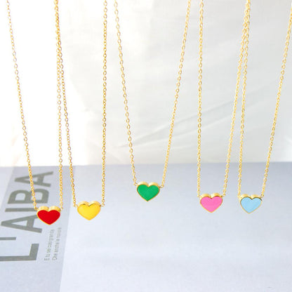 2022 Pink Heart Babygirl Choker Green Necklace Stainless Steel Chain Pendants Necklaces For Women Summer Jewelry