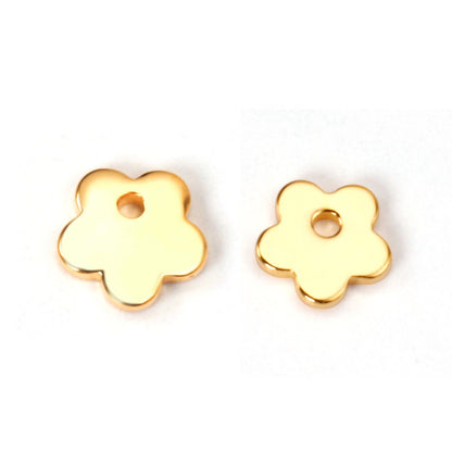 ASON100Pcs/Lot Gold Silver Color Flower Stainless Steel Pendant Charm For Necklace Bracelet Trendy DIY Jewelry Making Supplies