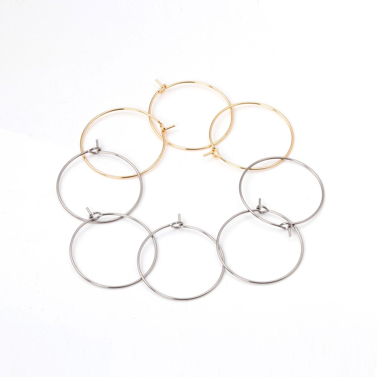 ASON 100pcs/lot Gold/Silver Color Big Circle Earring Hoops Stainless Steel Earring Clasps Metal Ring for Jewelry Making Supplies