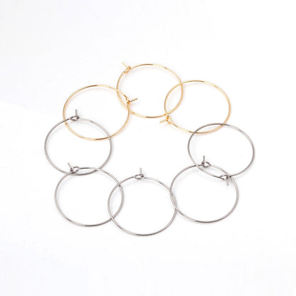 ASON 100pcs/lot Gold/Silver Color Big Circle Earring Hoops Stainless Steel Earring Clasps Metal Ring for Jewelry Making Supplies